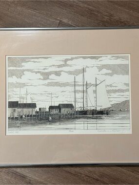 Jonathan Talbot Rocky Cove - Orig Etching Sail Boats Framed